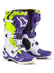 Bottes Alpinestars Tech 10 LE Dirt Studios Blanc Violet Jaune Fluo