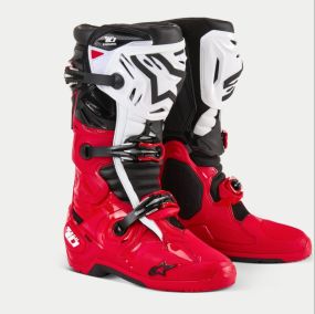 Bottes Alpinestars Tech 10 Enduro Rouge Brillant Noir Blanc
