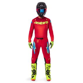Tenue Complète Alpinestars Supertech Maker Rouge Jaune Fluo