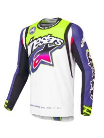 Maillot Alpinestars Supertech LE Dirt Studios Blanc Violet Jaune Fluo