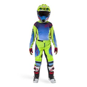 Tenue Complète Enfant Alpinestars Racer Hoen Jaune Fluo Bleu Marine