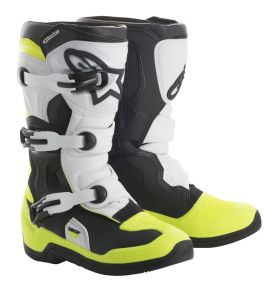 Bottes Enfants Alpinestars Tech 3S Noir Blanc Jaune Fluo