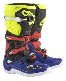 Bottes Alpinestars Tech 5 Bleu Noir Jaune Fluo Rouge