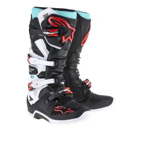 Bottes Alpinestars Tech 7 Noir Turquoise Blanc Rouge