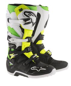 Bottes Alpinestars Tech 7 Noir Blanc Vert Jaune Fluo