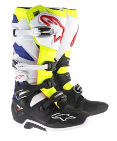 Bottes Alpinestars Tech 7 Blanc Jaune Fluo Bleu
