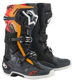 Bottes Alpinestars Tech 10 Noir Gris Orange Rouge Fluo
