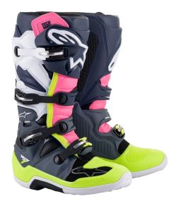 Bottes Alpinestars Tech 7 Gris Bleu Rose Fluo