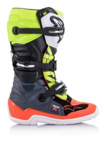 Bottes Enfant Alpinestars Tech 7S Gris foncé Rouge fluo Jaune fluo