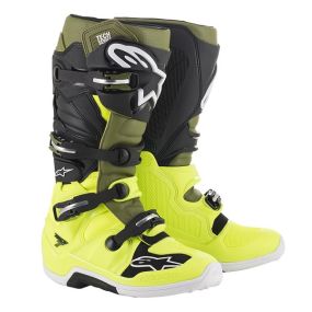 Bottes Alpinestars Tech 7 Jaune Fluo / Vert Kaki/ Noir