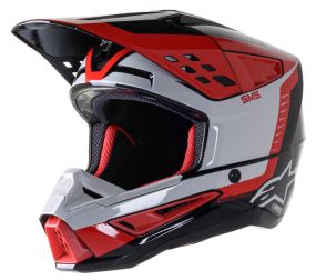 Casque Alpinestars S-M5 Beam Noir Gris Rouge Brillant