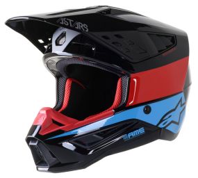 Casque Alpinestars S-M5 Bond Noir Rouge Cyan Brillant