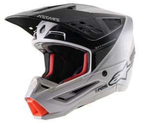 Casque Alpinestars S-M5 Rayon Gris Clair Noir Argent Matt