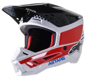 Casque Alpinestars S-M5 Speed Blanc Bleu Foncé Rouge Brillant