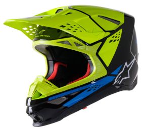 Casque Alpinestars Supertech S-M8 Factory Noir Jaune Fluo Bleu Brillant