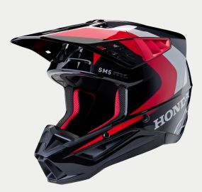 Casque Alpinestars S-M5 Honda Noir Rouge Brillant