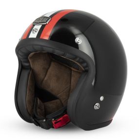 Casque Gasoline Jet Cafe Racer S250 Noir/Rouge/Blanc Brillant