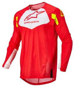 Maillot Alpinestars Techstar Factory Rouge Blanc Jaune Fluo