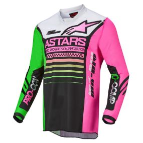 Maillot Enfant Alpinestars Racer Compass Noir Vert Rose Fluo