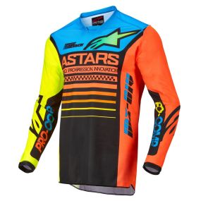 Maillot Enfant Alpinestars Racer Compass Noir Jaune Fluo Corail