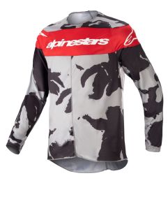 Maillot Enfant Alpinestars Racer Tactical Gris Camo Foncé Rouge Mars