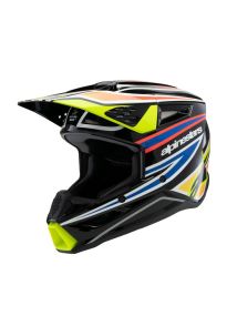 Casque enfant Alpinestars S-M3 Wurx Noir Jaune Fluo Blue Rouge Brillant