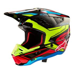 Casque Alpinestars S-M5 Action 2 Noir Jaune Fluo Rouge Vif Brillant