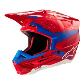 Casque Alpinestars S-M5 Action 2 Rouge Vif Bleu Brillant