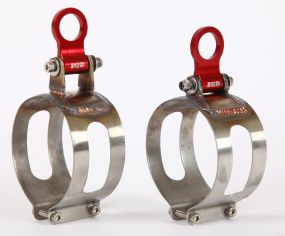 Collier inox complet avec patte alu rouge pour silencieux Bud 2T