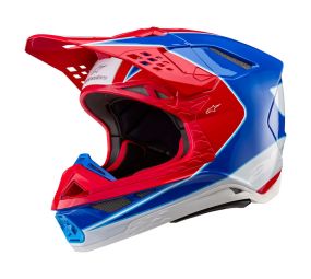 Casque Alpinestars Supertech M10 Aeon Rouge Vif Bleu Brillant