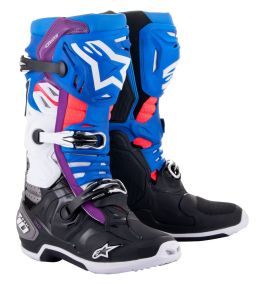 Bottes Alpinestars Tech 10 Supervented Noir Enamel Bleu Violet Blanc