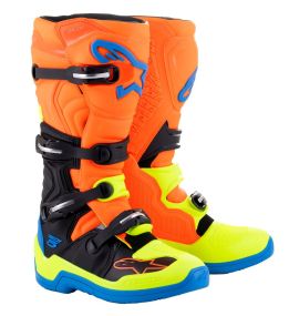 Bottes Alpinestars Tech 5 Orange Fluo Bleu Enamel Jaune Fluo