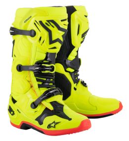Bottes Alpinestars Tech 10 Jaune Fluo Noir Rouge Fluo
