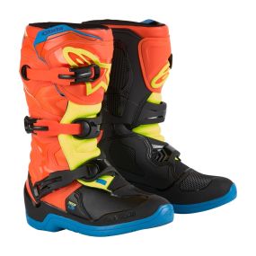 Bottes Enfants Alpinestars Tech 3S Orange Fluo Bleu Enamel Jaune Fluo