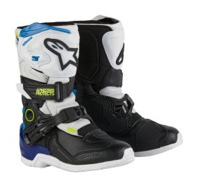 Bottes Enfants Alpinestars Tech 3S Blanc Noir Bleu Enamel