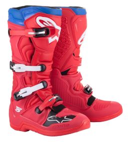 Bottes Alpinestars Tech 5 Rouge Clair Rouge Foncé Bleu Alpine
