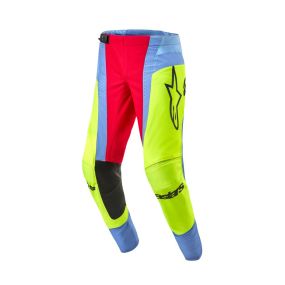 Pantalon Alpinestars Techstar Ocuri Bleu Clair Jaune Fluo Rouge
