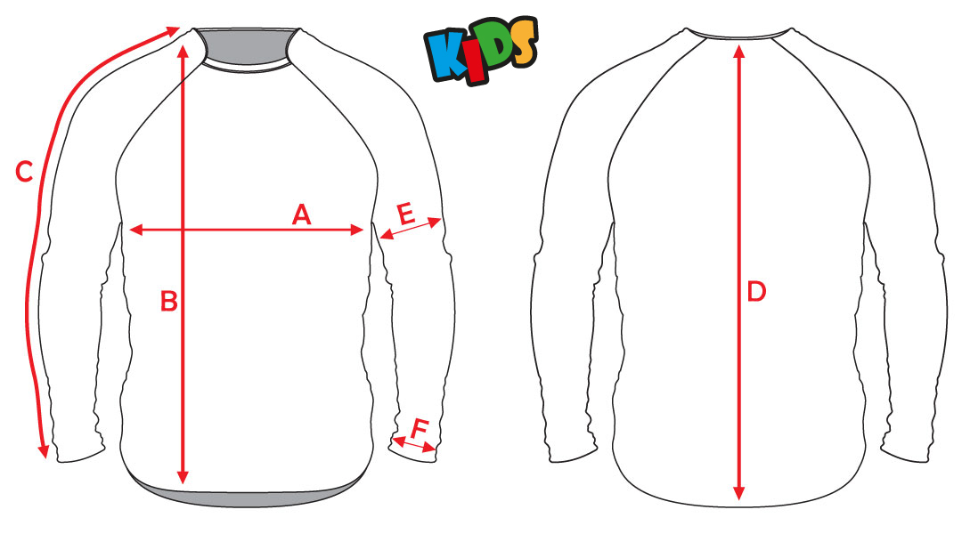 Guide de taille maillot de motocross ENFANT Bud Racing