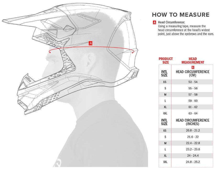 Guide de taille casque Alpinestars / Alpinestars helmet size chart