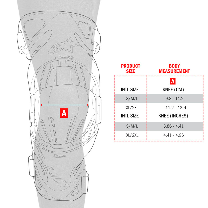 Guide de taille Protections Alpinestars / Alpinestars protections size chart