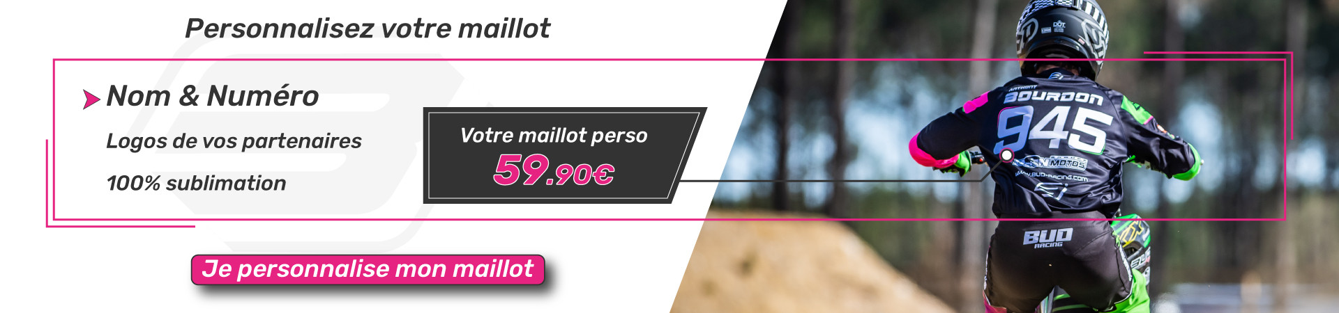 Personnalisation maillot motocross Bud Racing