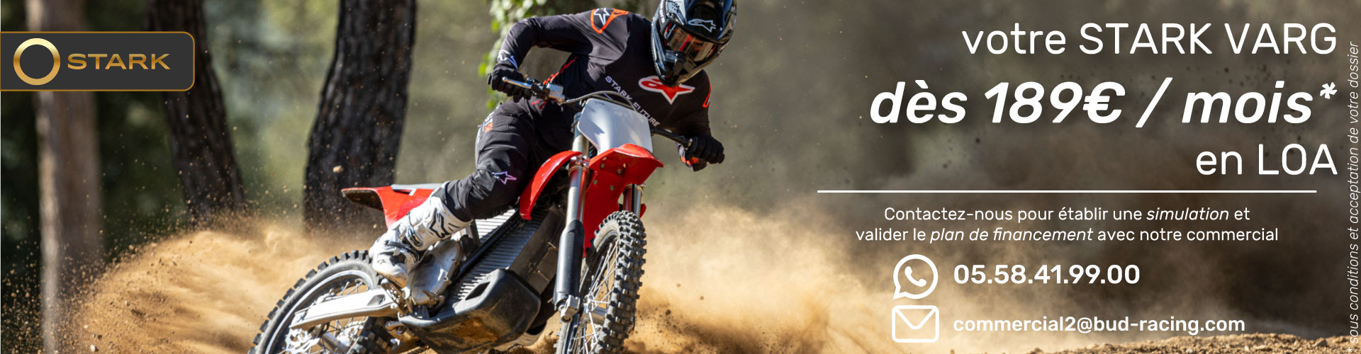 Votre Stark Varg dès 189€ / mois avec Bud Racing